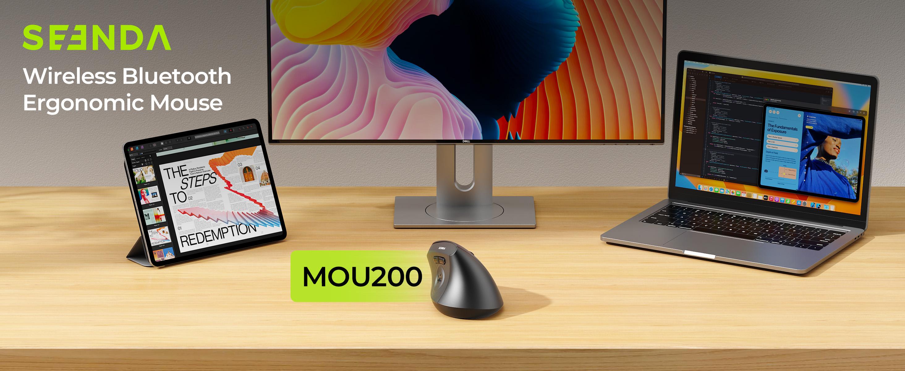 Seenda Ergonomic Mouse Wireless, MOU200 Bluetooth Vertical Mouse - 2.4G & Bluetooth Multi-Device Connectivity Wireless Mice for Windows, Mac OS Computer/PC/Laptop Seenda Ergonomic Mouse Wireless, MOU200 Bluetooth Vertical Mouse - 2.4G & Bluetooth Multi-Device Connectivity Wireless Mice for Windows, Mac OS Computer/PC/Laptop