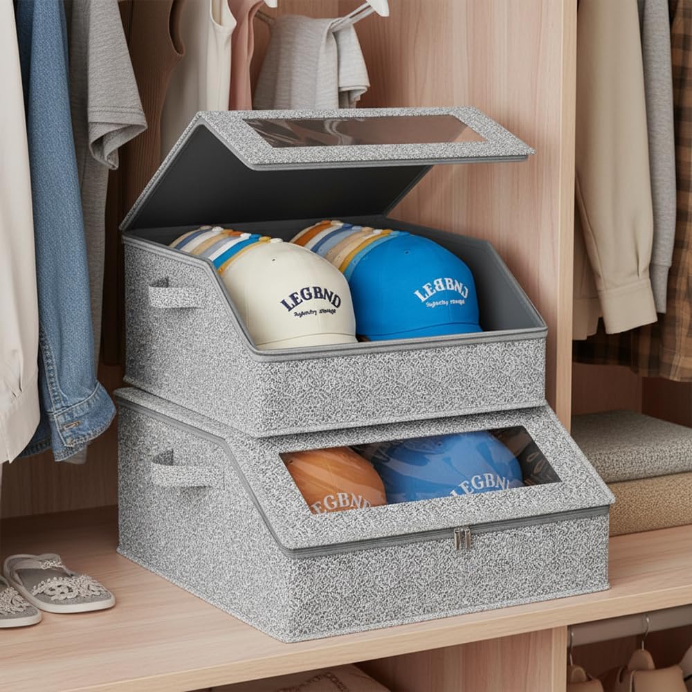 Large Stackable Hat Storage Boxes for Baseball Caps, Classic Style, Hat OrganizerRack, Wardrobe Organizer, mens gifts, hats