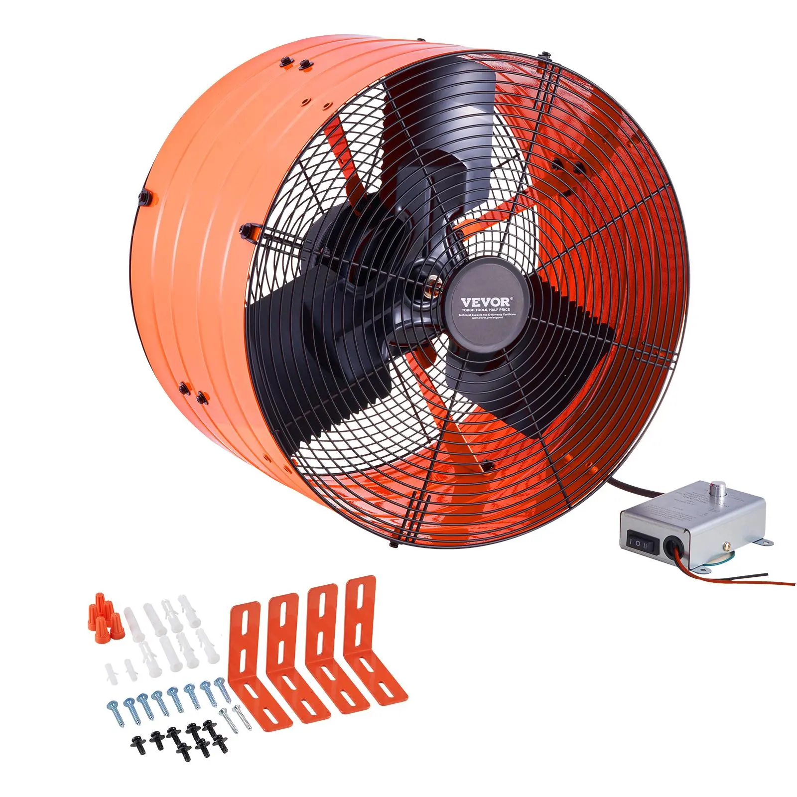 【SummerFinds】VEVOR Gable Mount Fan,  , 16 Inch Attic Exhaust Fan with Adjustable Thermostat & Outer Mesh, 2940 CFM House Ventilator Cools Up to 4200 Sq.Ft, Quiet Ventilation for Roof, Garage & Shop, Vibrant Orange