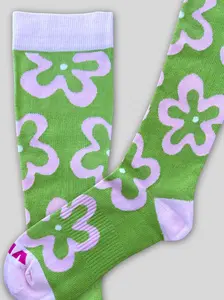 Vix Flower Power Bamboo Compression Socks Soft Everyday Wear for Women Eco-Friendly Viscose 15-20 mmHg Support Green Floral Design