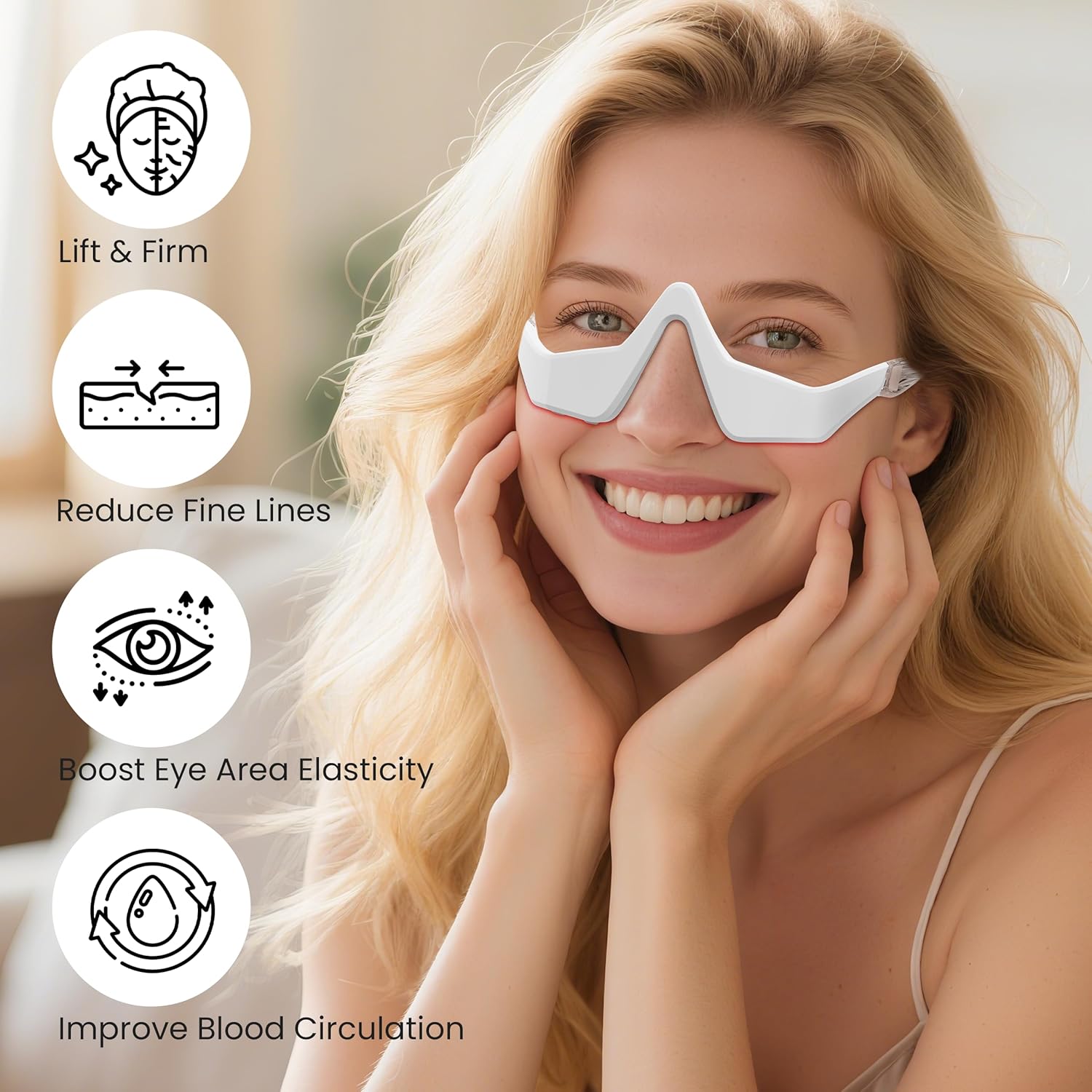 Under Eyes Red Light Therapy Eyelift Massager Glasses,Microcurrent Eye face led red light Beauty Device under Eye Massager Eyes Bag Remover for Reduce Dark Circles Puffiness Wrinkles Relax Eye Strain