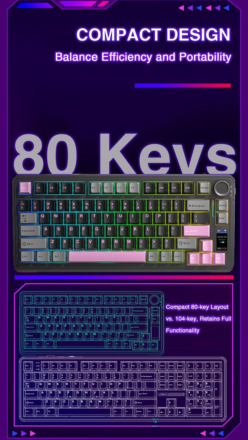 AULA S75 Pro Wireless Mechanical Gaming Keyboard with Screen Knob RGB Backlit Tri-Mode 2.4G USB-C Bluetooth5.0 Hot Swappable Gasket for Gamers PC Accessories AULA S75 Pro Wireless Mechanical Gaming Keyboard with Screen Knob RGB Backlit Tri-Mode 2.4G USB-C Bluetooth5.0 Hot Swappable Gasket for Gamers PC Accessories