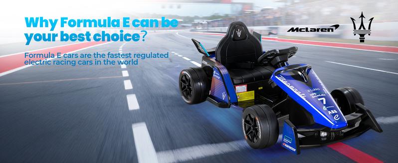 【Sophia & William】Kids 12V Electric Formula E Go Kart for Ages 3‑8 with Remote, 3 Speeds & Safety Belt, Outdoor Ride‑On Toy, Blue/Orange