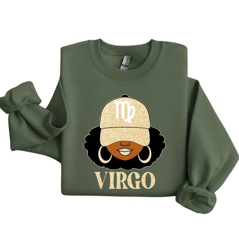 All 12 Zodiac Slay Girl Sweatshirt, Glitter Astrology Hat Graphic for Adults, Full Horoscope Star Sign Collection with Bold Zodiac Letter Design, Unisex Astrology Gift for Men And Women - AG