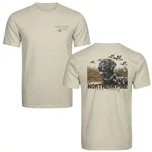 Northern Pine Duck Hunting T-Shirt, Vintage Labrador Retriever Graphic Tee with Marsh & Flying Ducks, Soft Cotton Blend, Unisex Fit for Men & Women, Perfect Gift for Duck Hunters, Outdoor Enthusiasts & Northern Pride Fans