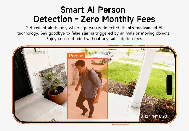 Produktintroduksjon av 【2026 STORT SALG】CINMOORE Magnetisk Trådløst Kamera for Utendørs/Innendørs Bruk 2.5K Gratis Installasjon Smart Garage 2.4G WI-FI Sikkerhetskamera - HD-Video, Nattsyn, Bevegelsesdeteksjon, Magnetisk, Wi-Fi, Toveis Lyd, Smarttelefonkontrolllinse 13