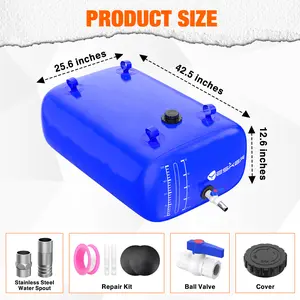 Nilight Portable Water Storage Bladder 63 Gallon - Heavy-Duty 1000D PVC Foldable Water Bladder Tank with 3/4" PVC Spigot for Garden, Camping & Outdoor Use, Blue