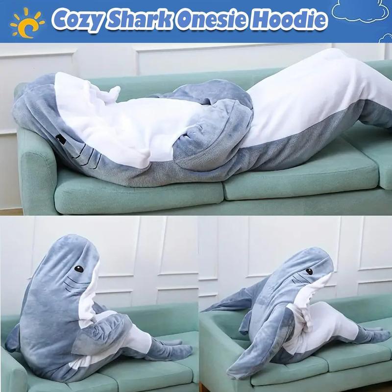 Shark Blanket Hoodie Onesie Sleeping Bag Cozy Costume For Family Loungewear Shark Pajama Comfort Overalls Womenswear Clothing