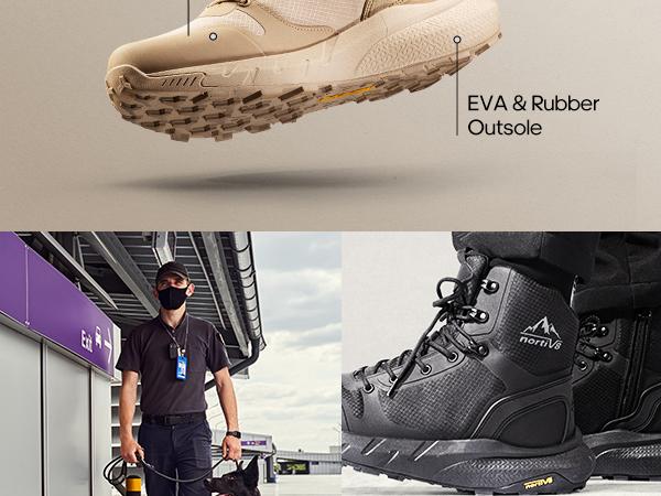 【WIDE FIT】NORTIV 8 Men's Military Tactical Boot Wide Fit Lightweight Comfortable All-Day Work Hiking Boots with Side Zipper & EVA Rubber Sole for Trekking Camping
