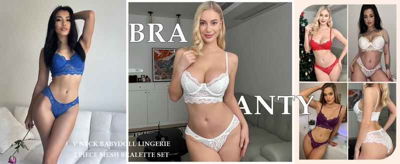 Avidlove Floral Lace Bra and Panty Set for Women - 2 Piece Bralette Outfits with Adjustable Buckle - Breathable & Comfortable Womenswear