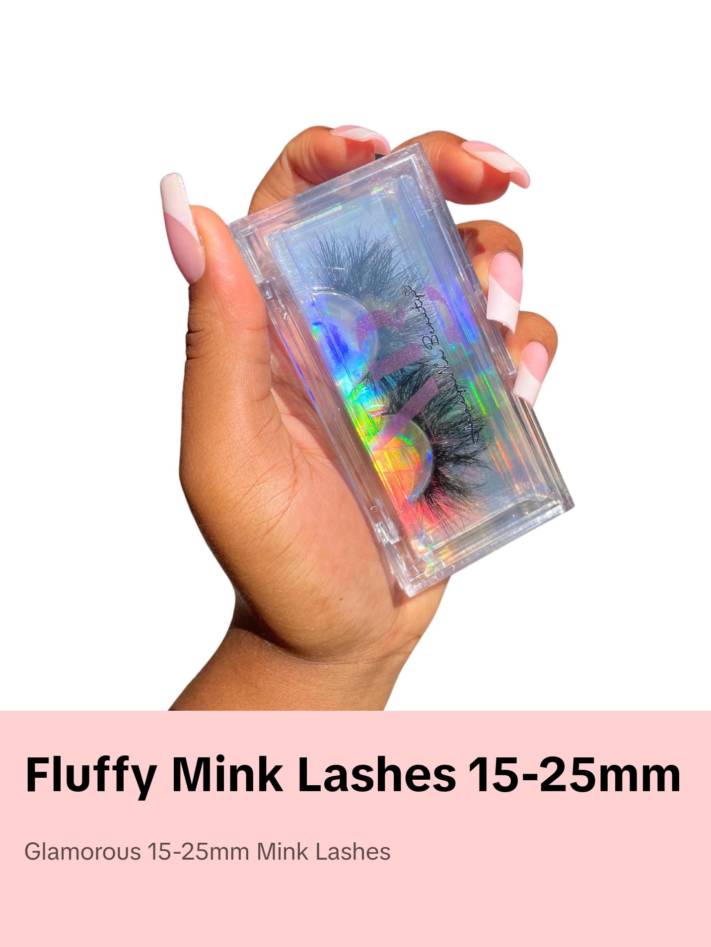 Enchanted Fluffy Mink EyeLash - 15-25mm Soft Cotton Band Lashes in Reusable Hard Case