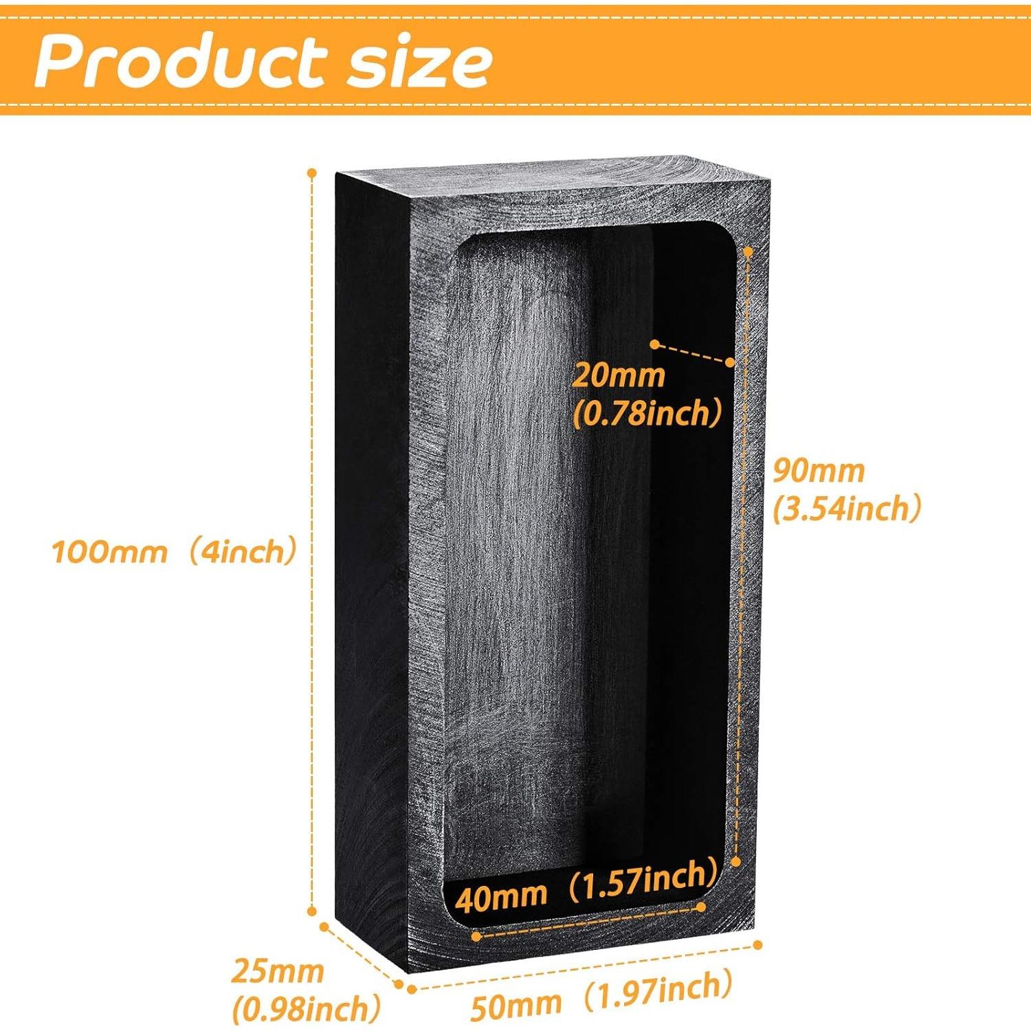 2 Pieces Graphite Ingot Mould Crucible Mould for Casting Gold Silver Metal Aluminum Copper Brass Melting Refining(4 x 2 x 1 Inch)