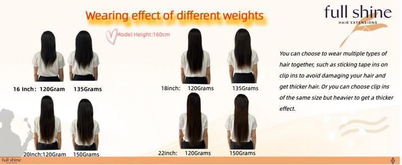 Full Shine Clip In Hair Extensions Real Human Hair 7 Pcs Natural Straight 10-28 Inch 100-150 Grams Easy Application for Women Hairpiece Silky Straight Remy Hair