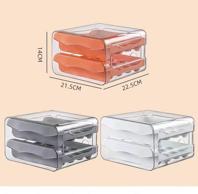 Egg Organizer Container for Fridge - Refrigerator Storage Holder Tray: Eggs Plastic Drawer Bins, Clear Box, Stackable Large Containers Refrigerator Organizer Bins,60 Grids Egg Container for Refrigerator,2Layers Egg Tray, Clear Egg Organizer,Kitchen Gabget