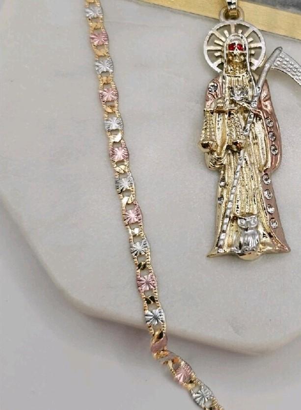 LA SANTA MUERTE beautiful necklace gold-plated three colors fashion style 20"inches short chain available LA SANTA MUERTE beautiful necklace gold-plated three colors fashion style 20"inches short chain available