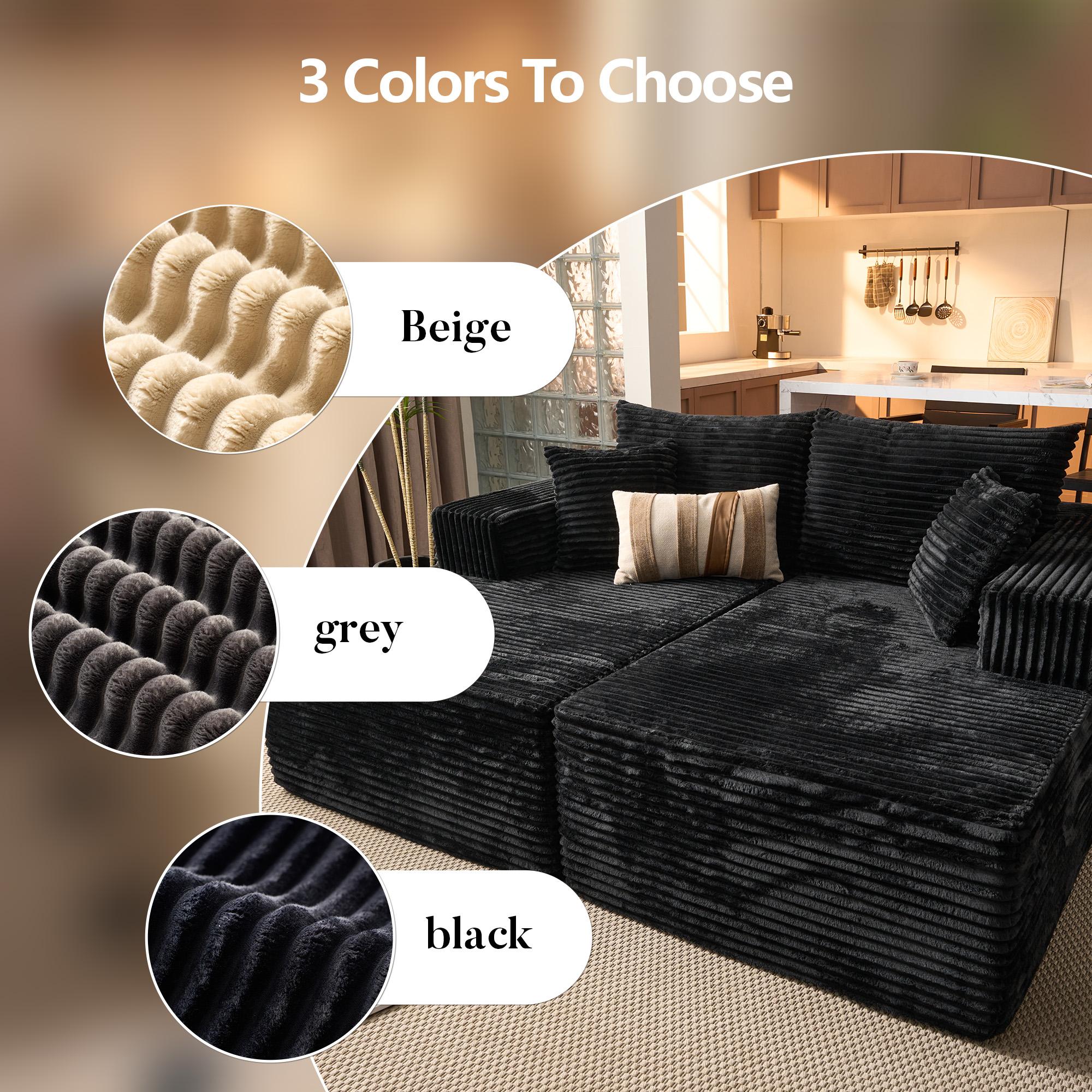 OOSWIFT 75" Oversized Double Chaise Lounge Upholstered Boneless Cloud Stupendous Chair Sofa Bed Deep Seat ,Foam Couch for Living Room Bedroom No Assembly Required