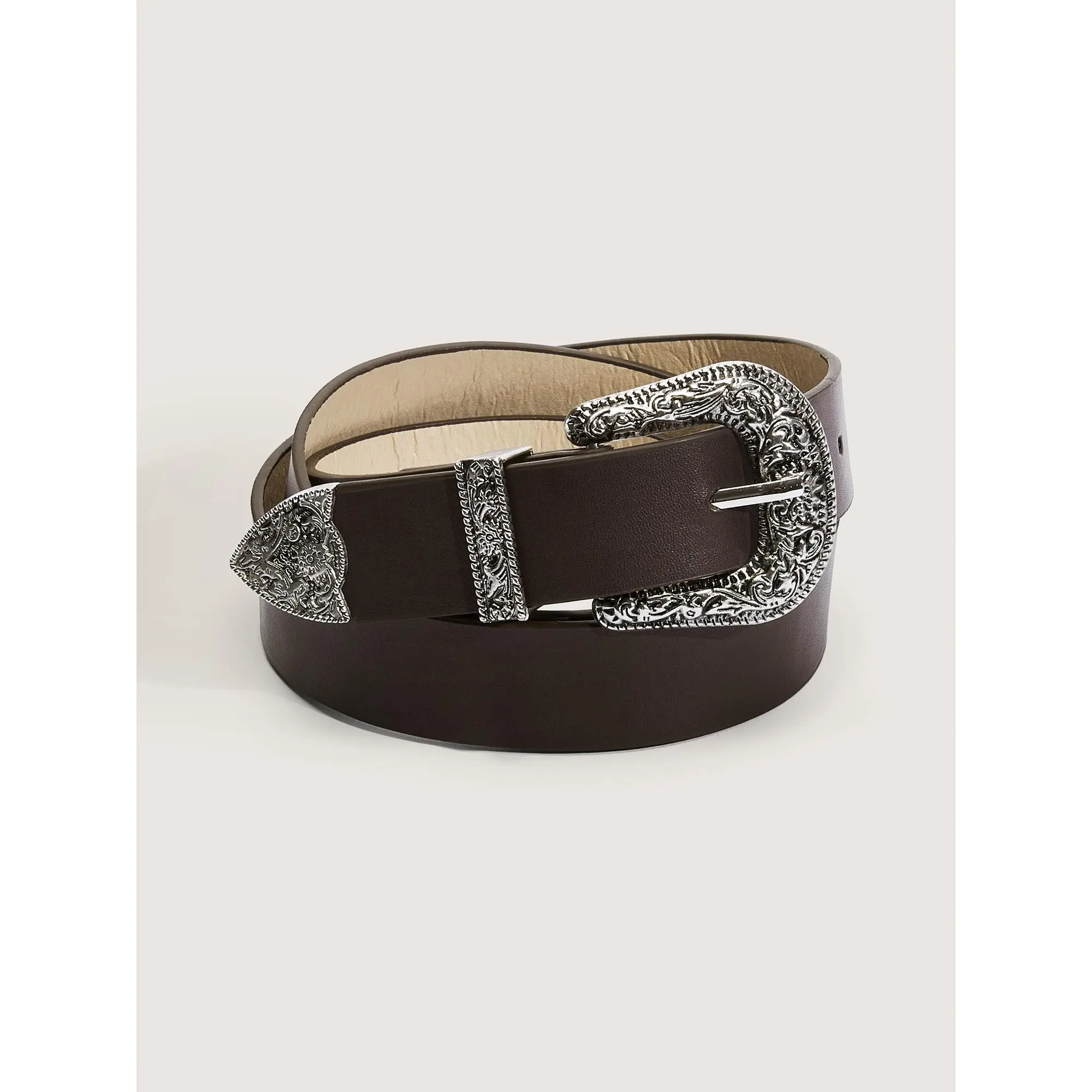 BloomChic Women's Plus Size Vintage Thin Belt with Engraved Buckle, Extended Length Multi-Size Fit in Brown Coffee, Female, Belts,clothes for back to school,first day of school outfits