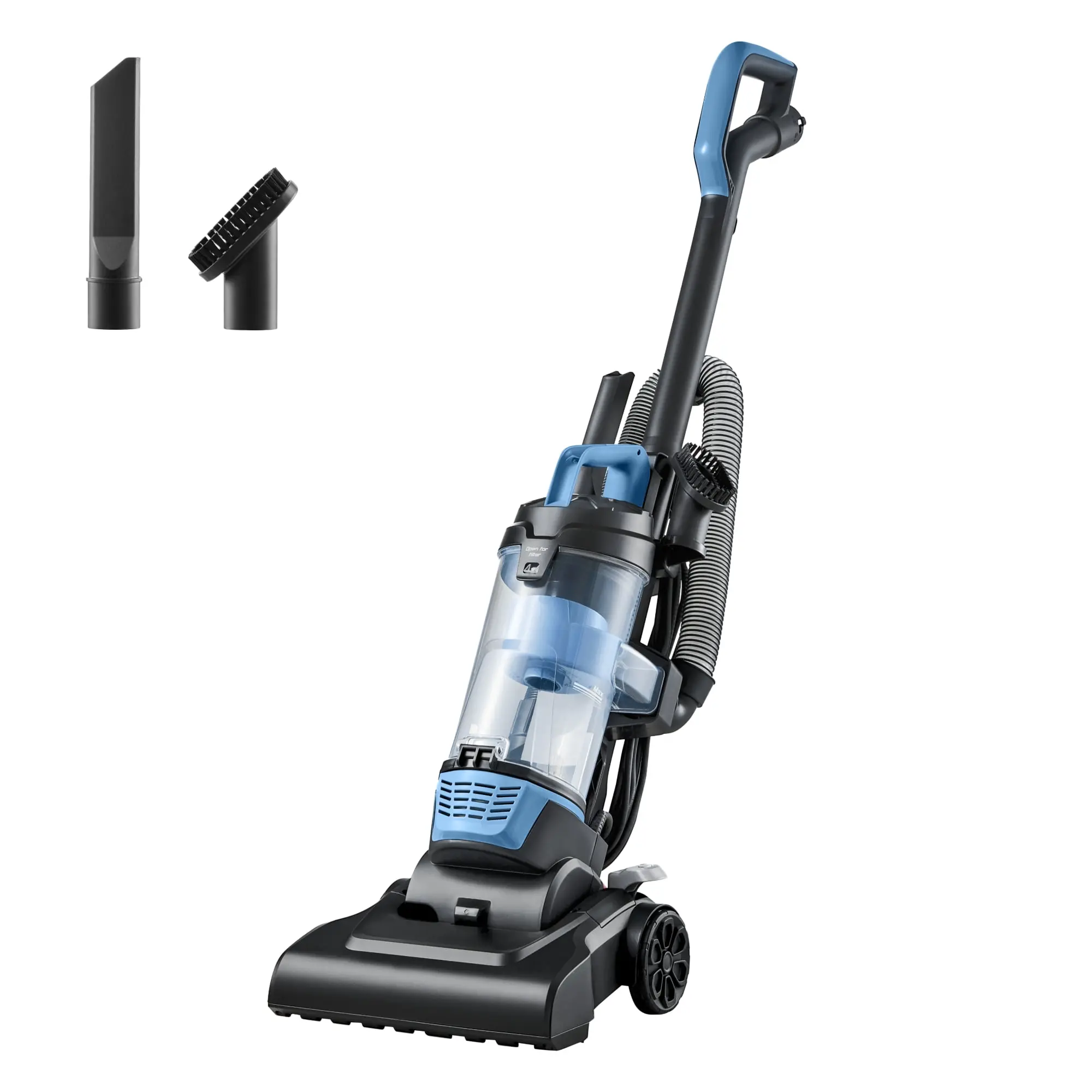 Mainstays Corded Compact Bagless Upright Vacuum Cleaner - 720W Motor, 8.3lb Lightweight, Deep Clean, Snap-in Tools, Crevice Brush, Stair Handheld Function, Easy-Remove Design for Dust-Free Living