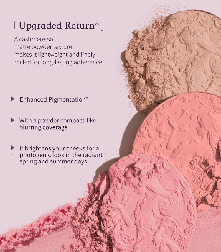 Flower Knows Midsummer Fairytales Collection Embossed Blush, Floral Velvet Embossed Blush Powder, Brightening Velvet Blush Makeup for All Skin Types, #Summervibes