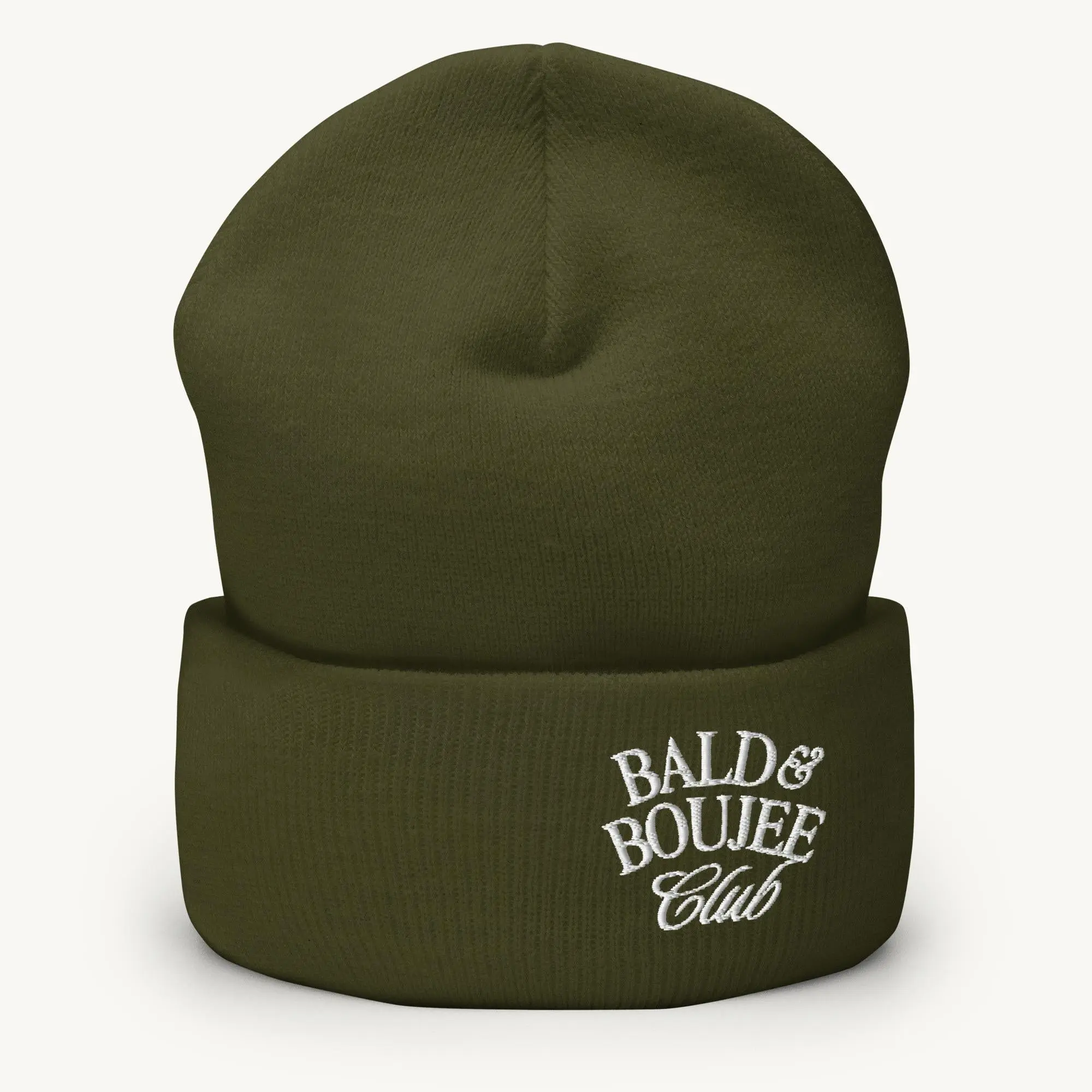 Bald & Boujee Club Embroidered Acrylic Beanie, Snug Sustainable Baldie-Approved Hat for Everyday Wear