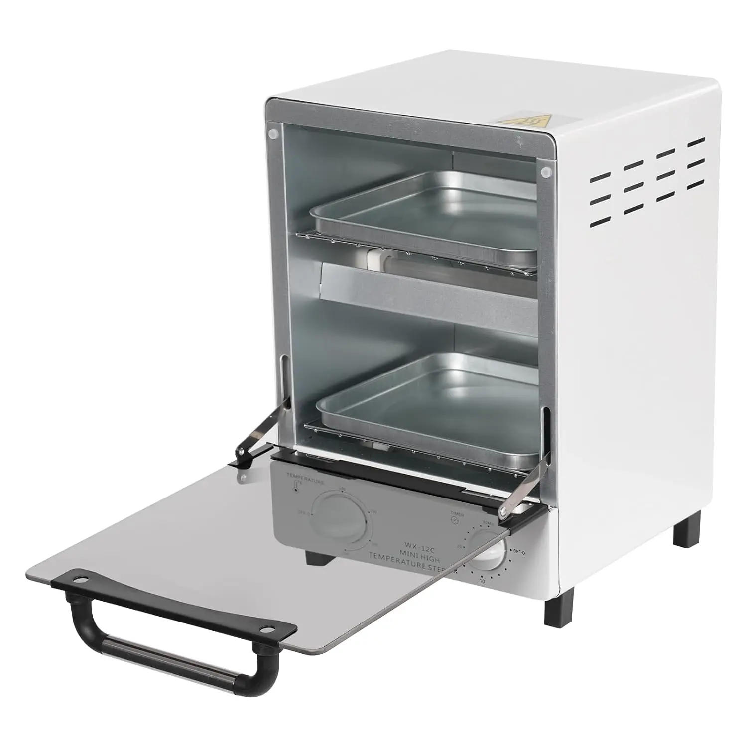 12L Compact Home High Temp Sterilization Machine Appliance - 1000W Kitchenware Sterilizer with 2 Trays, Tempered Glass, 2 Infrared Quartz Heating Tubes, 32-482℉ Temp Control, Timer, Heat Vents, 110V 60Hz US Plug Fits Home Outlets for Nail Salon, Kitchen