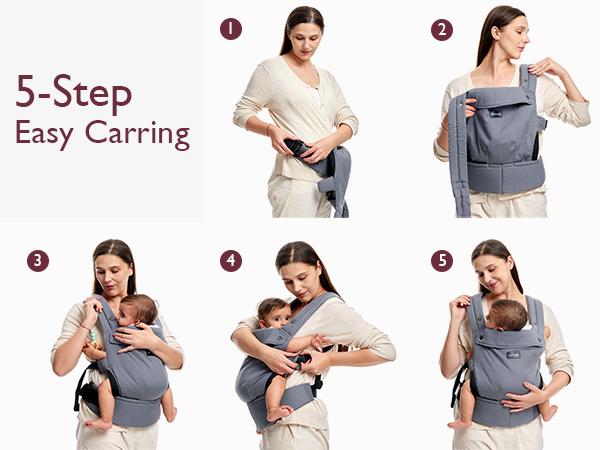 Momcozy Baby Carrier - Ergonomic, Cozy and Lightweight Carrier for 7-44lbs, Effortless to Put On, Ideal for Hands-Free Parenting, Enhanced Lumbar Support, Purehug for Infant to Toddler
