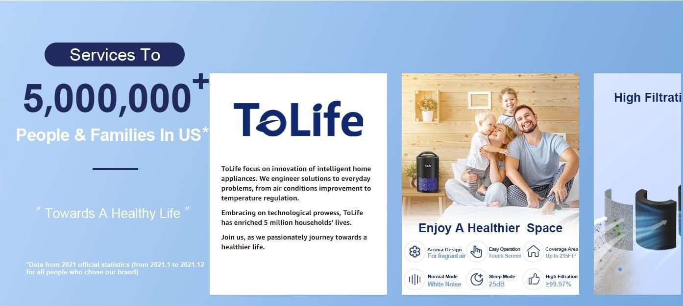 Tolife TZ-K1 Air Purifier | 99% Virus & Allergen Removal | Dust/Germ Killer | Ultra-Silent | Baby Safe & Pet Friendly | Limited Stock