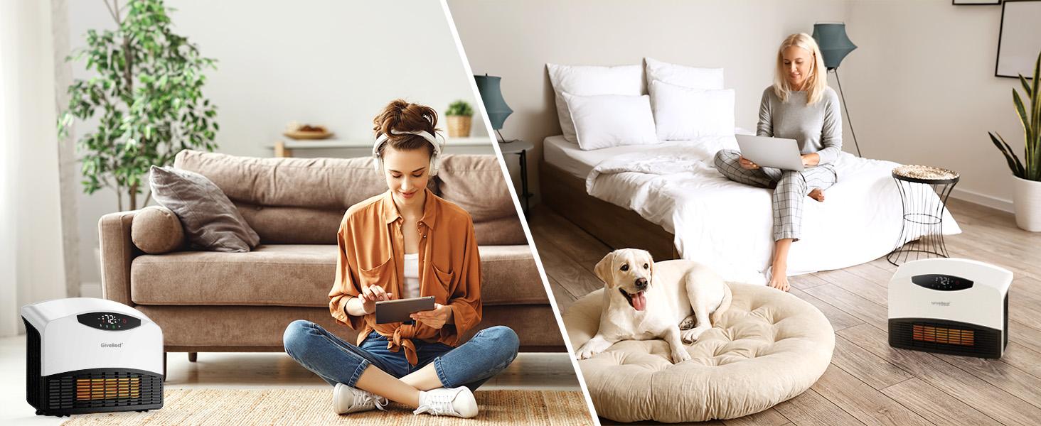 GiveBest Electric Wall Heater with WiFi and Remote Control, Floor or Wall Mounted Heater, Large Room Coverage, 3 Heating Modes, 1500W Fast Heating Space with Thermostat for Indoor Room Use
