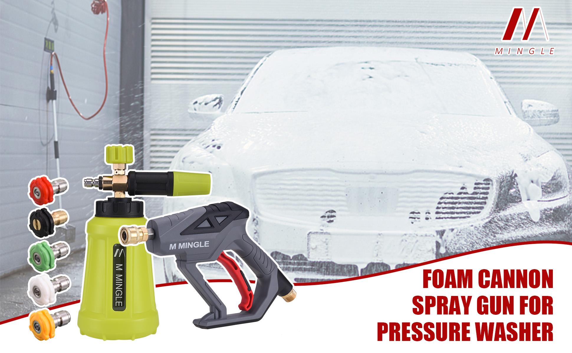 M MINGLE High Pressure Washer Foam Cannon Kit, FOR PRESSURE WASHER, 4000 PSI Short Handheld And Foam Lance with 5 Nozzle Tips, 1 Liter Outdoorfun, ChristmasGift