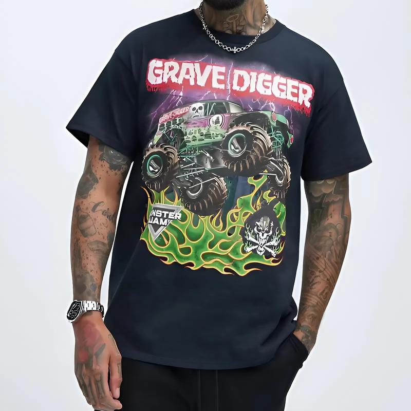 Grave Digger Monster Jam T-Shirt for Youth and Adult, Vintage 90s Racing Graphic Tee, Retro Truck Lover Shirt, Off-Road Motorsports Gift for Him/Her, Funny Shirt, Youth clothing, gift for son and daughter, summer outfit, holiday outfit