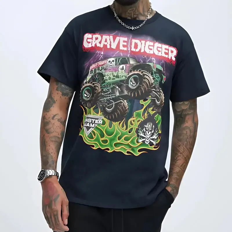 Grave Digger Monster Jam T-Shirt for Youth and Adult, Vintage 90s Racing Graphic Tee, Retro Truck Lover Shirt, Off-Road Motorsports Gift for Him/Her, Funny Shirt, Youth clothing, gift for son and daughter, summer outfit, holiday outfit