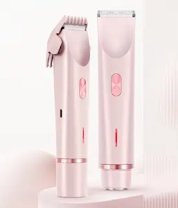 Electric Bikini Trimmer for Women by GlowAura & Dermave, 2-in-1 Dual-Head Razor with Ceramic Blade, Type-C Rechargeable, IPX7 Waterproof Grooming Kit for Body, Face, Underarms, Legs & Intimate Areas
