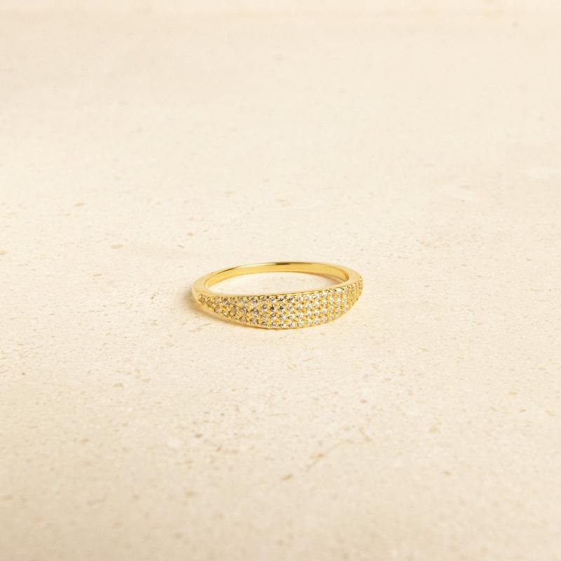 Gina Pave Signet Ring by Caitlyn Minimalist - Diamond Stacking Ring in 18K Gold Finish & Sterling Silver - Statement Jewelry - Birthday Gift