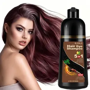 200ml 5-in-1 Black Hair Dye Shampoo Herbal Formula with Ginseng Covers Gray Hair Natural Plant Haircare，Hair Dye Shampoo for Both Men And Women, Durable Hair Color, Dyeing Shampoo That Works in Minutes