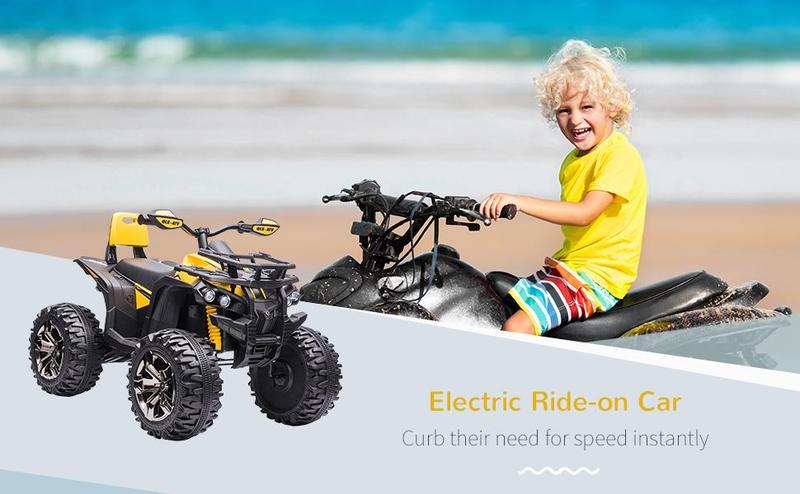 Aosom 12V Kids 4 Wheeler, Ride on ATV for Kids with Music, Realistic Headlights & Wide Wheels, 1.8-5 mph Speed Range, Toddler Quad for Boys and Girls