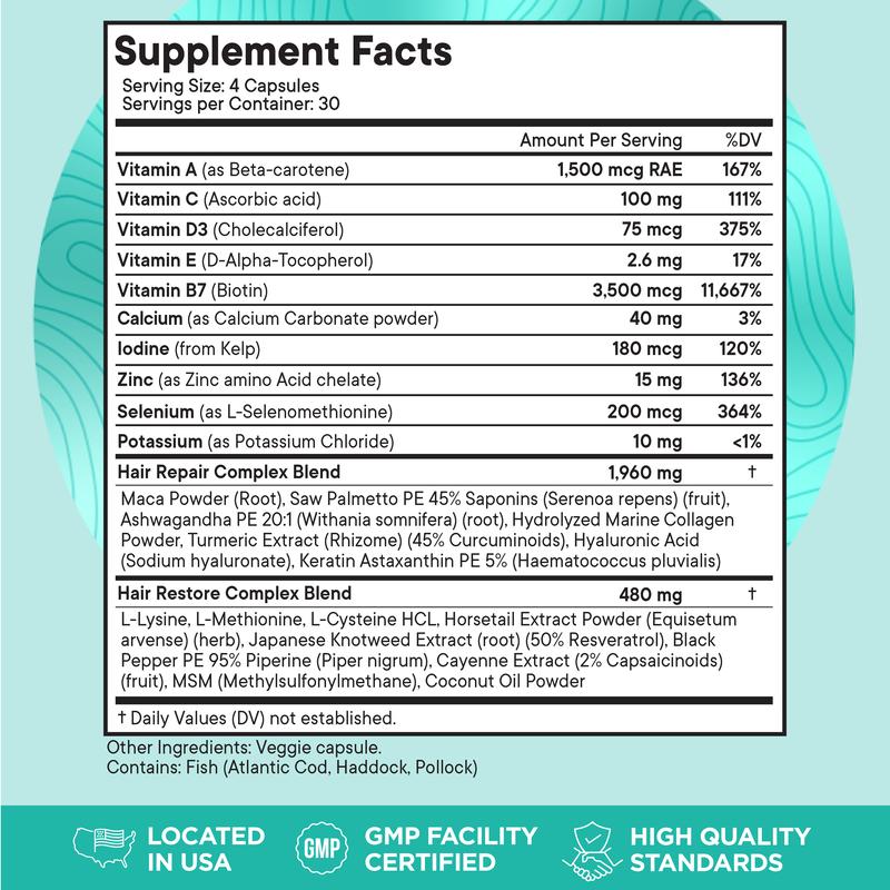 Women's Balance Hair Growth Supplements, Ages 45 and Up, Customer Proven for Visibly Thicker Hair and Scalp Coverage, Soy-Free, Made with 26 Ingredients Including Beta Carotenes