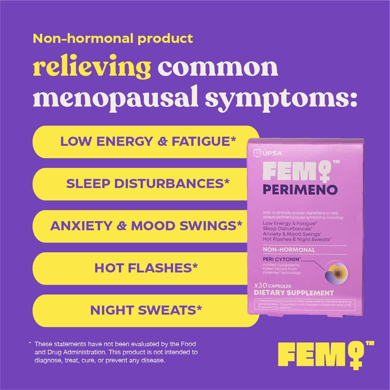 UPSA FEM PERIMENO Non-Hormonal Perimenopause Support – Clinically Proven Pollen & Saffron Extract for Energy, Sleep & Mood Balance