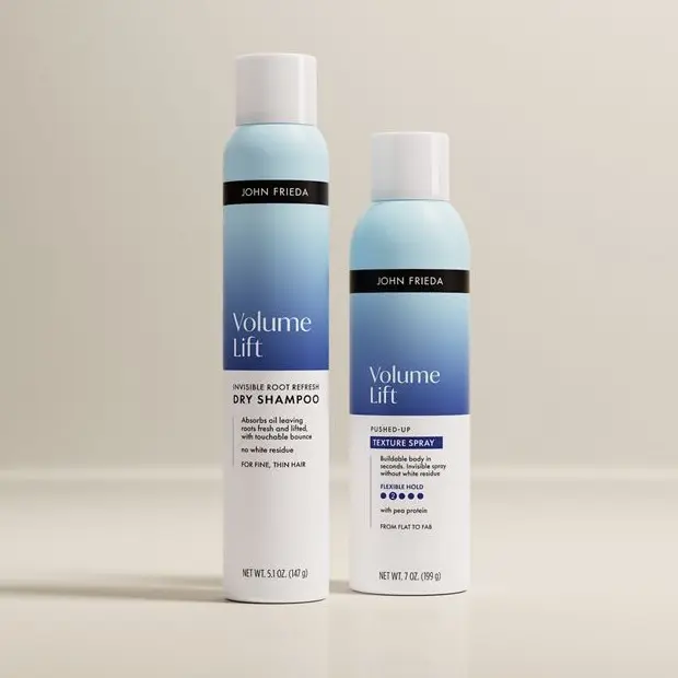 John Frieda Bombshell Volume Boost Bundle, Volume Lift Invisible Root Refresh Dry Shampoo + Volume Lift Push-Up Texture Spray, Root-Lifting, Oil-Absorbing, Buildable Body