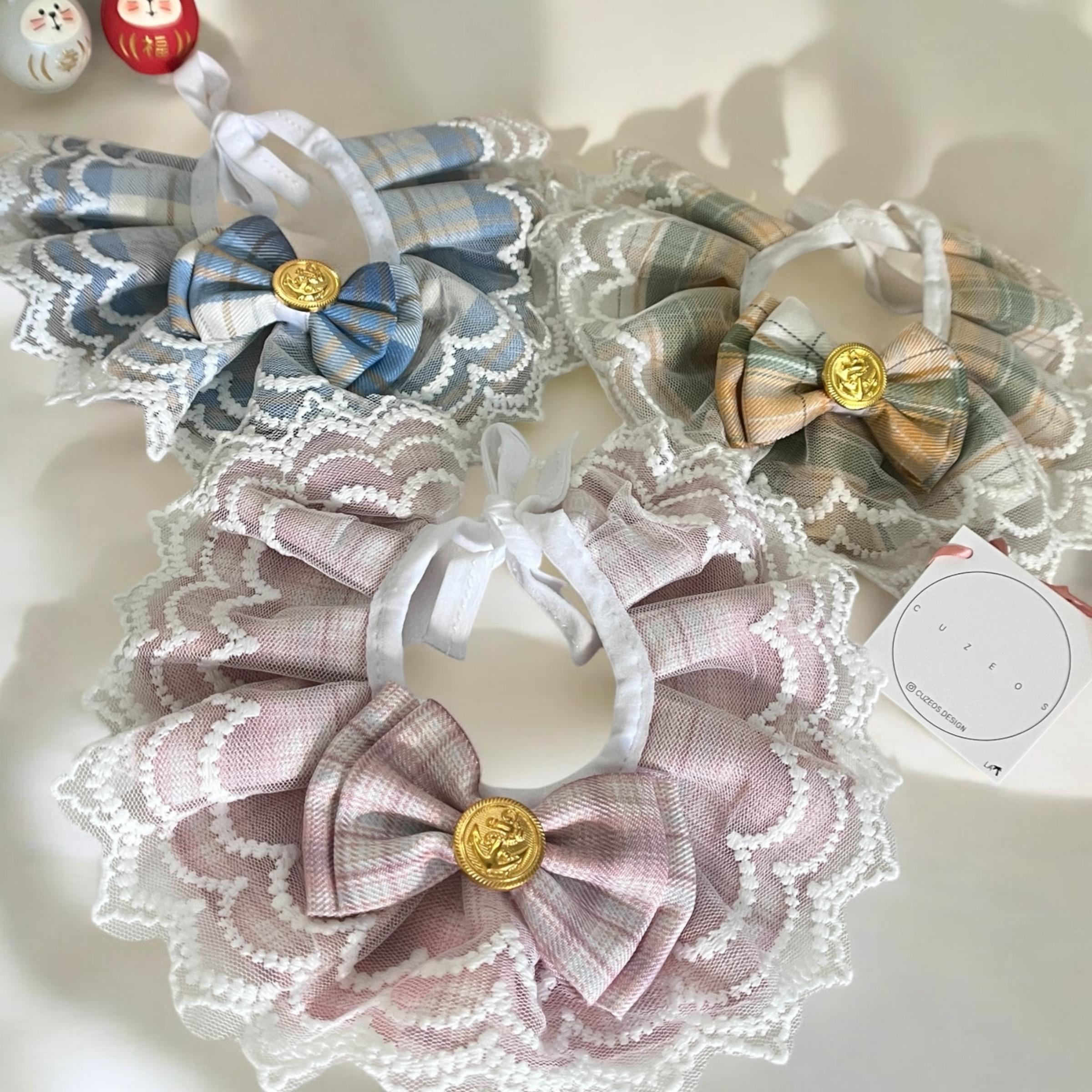 Classic Plaid & Lace Pet Collar – Timeless Elegance for Your Furry Friend Classic Plaid & Lace Pet Collar – Timeless Elegance for Your Furry Friend