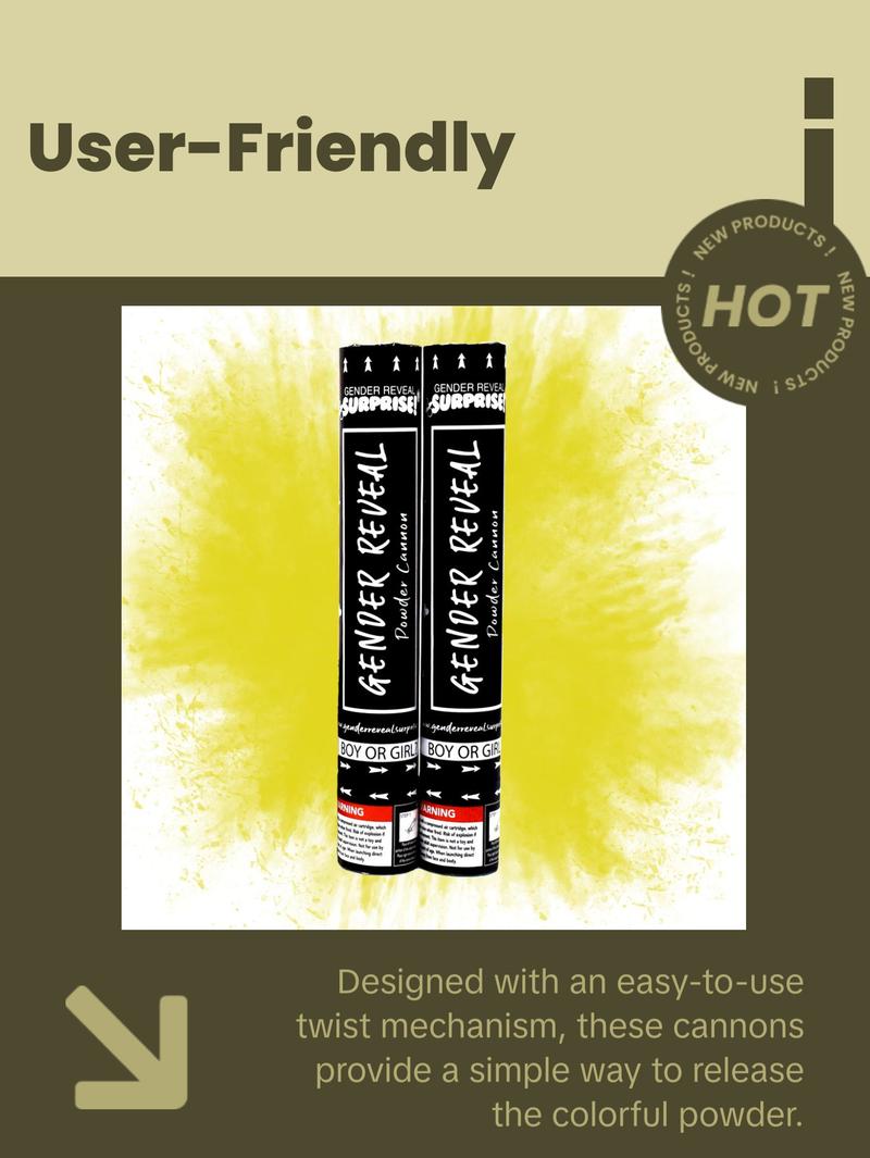 12" Yellow Gender Reveal Powder Cannon Kit