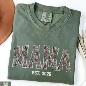 Comfort Colors Retro Camo Mama Hunting T-Shirt, Camouflage Mom Tee, Deer Duck Hunting Gift for Mom, Mothers Day T-Shirt, Mothers Day Gift For First Time Mom