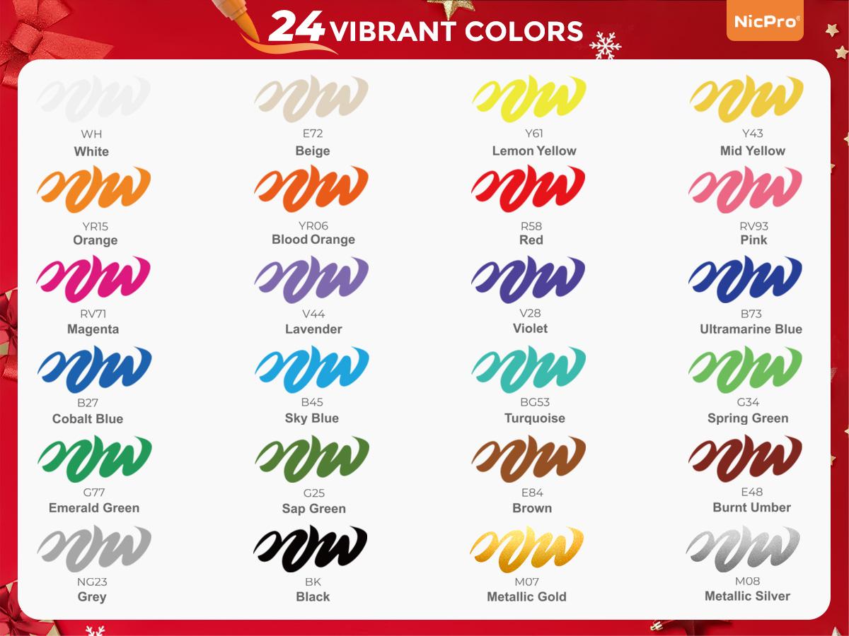 Nicpro Acrylic Paint Markers Set Water-Based Brush Tip Pens with Auto Ink Control for Rock Glass Craft Ceramic Christmas Gift for Teens Kids