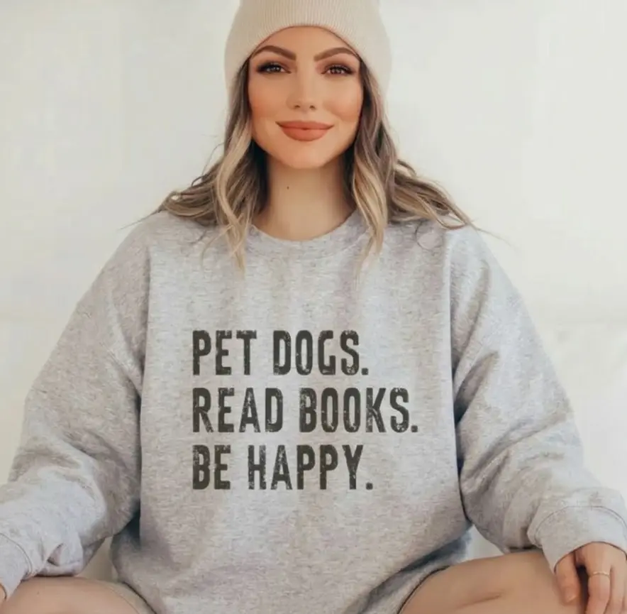 Book Crewmeck & T-shirt, Book Lover Gift, Bookish Reading Crewneck, Book Club Shirt, Bookworm Apparel, Librarian Sweater, Books and Dogs Pullover