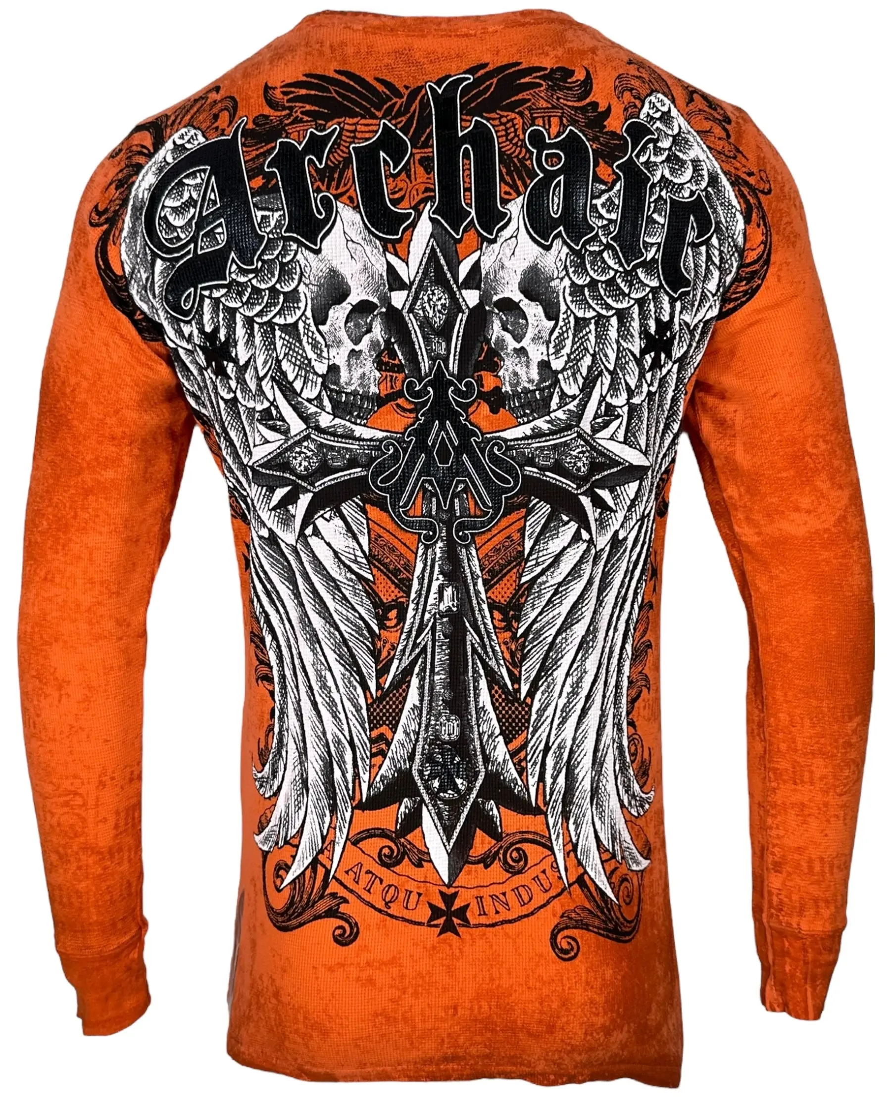 ARCHAIC by Affliction Men's Lustrous Thermal Top with Round Neck - USA-Designed Graphic Print Fashion Menswear