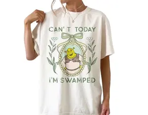Shrekk Coquette Floral Tshirt, Can't Today I'm Swamped Shrekk Funny Trending Shirt, Shrek Face Meme Shirt, Cartoon Tee
