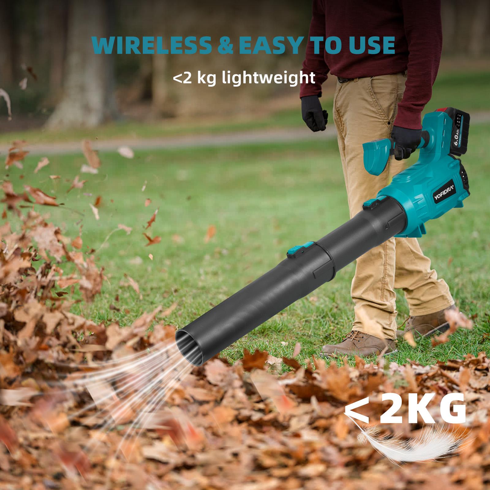 YOFIDRA Cordless Leaf Blower 600 CFM 120 MPH, 5-Speed Brushless Electric Blower with Dual 6.0Ah Batteries & Fast Charger, Long Run Time for Yard, Leaves, Snow & Garage Cleaning