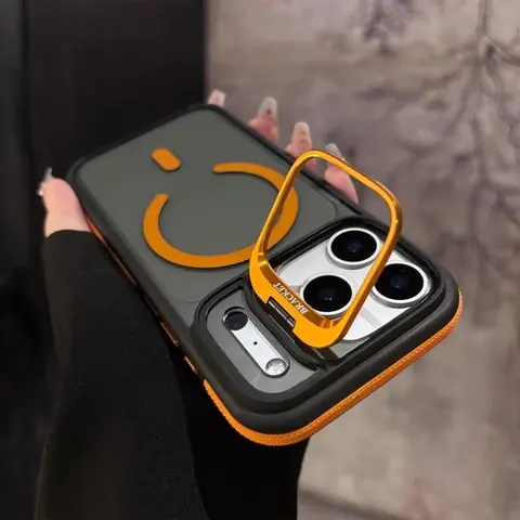 Magnetic Smartphone Casing - Transparent Black Hard Cover with Built-in Lens Bracket, Shockproof Bumper, Protective Anti-Drop Long-Lasting Full Protection for iPhone 17ProMax/17AIR/16ProMax/15PLUS/14PRO/13/12/11 ProMax | Cellphone Accessories