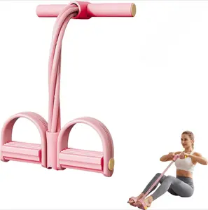 Fashion handle multifunction exercise device upgrade 8-tube pedal resistance band handle female full body family TPE foam material purple blue pink