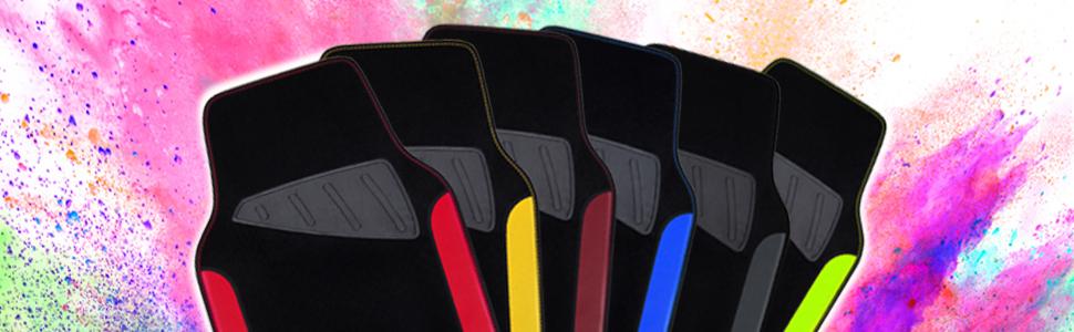 CAR PASS Rainbow Waterproof Universal Fit Faux Leather Car Carpet-Anti-Slip Nibbed Backing Floor Mats for SUV, Vans,Sedans,Trucks