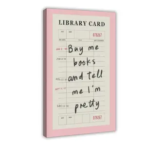 Preppy Canvas Wall Art Buy Me Books And Tell Me Im Pretty Prints Trendy Pink Library Card Art Aesthetic Poster Book Wall Art for Girly Room Dorm Apartment Wall Decor